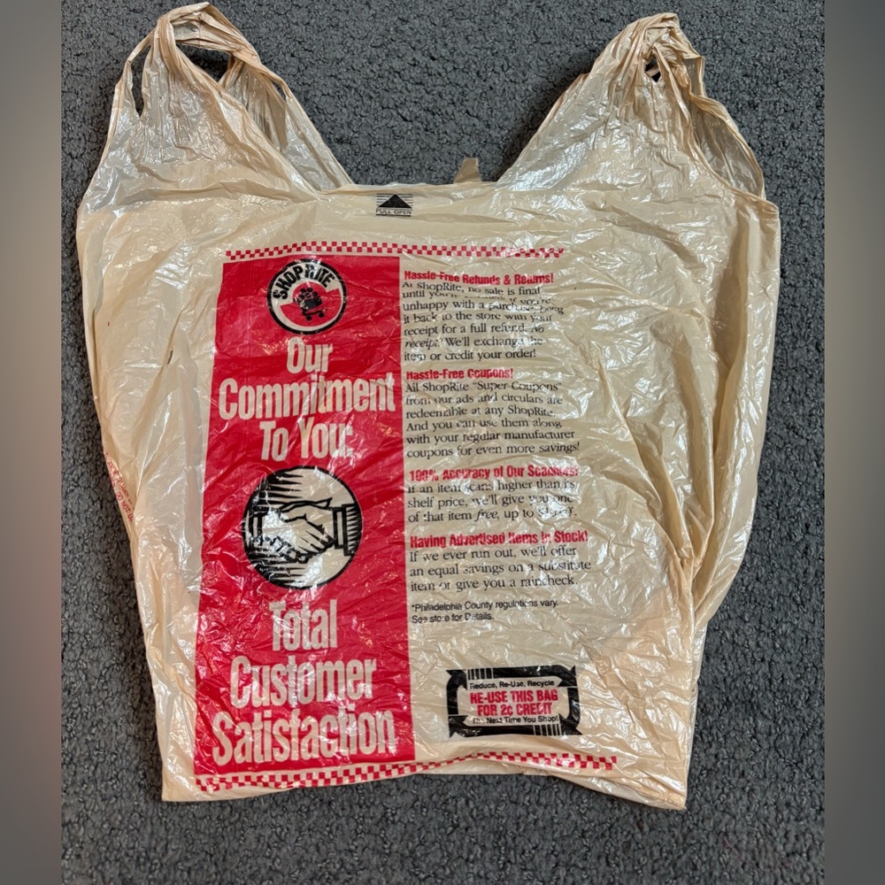 Vintage Shop Rite Our Commitment to You Total Customer Satisfaction Plastic Bag